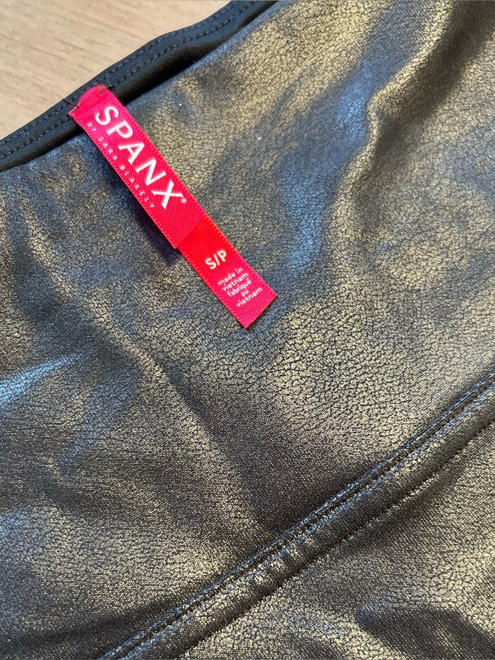 SPANX Shiny Black Faux-Leather Leggings - Picture 2 of 6
